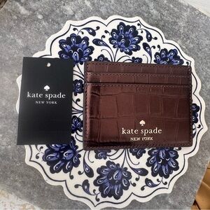 Kate Spade | Madison Metalic Croc Embossed Card Holder NWT